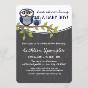 Invitation Baby shower à thème Hibou