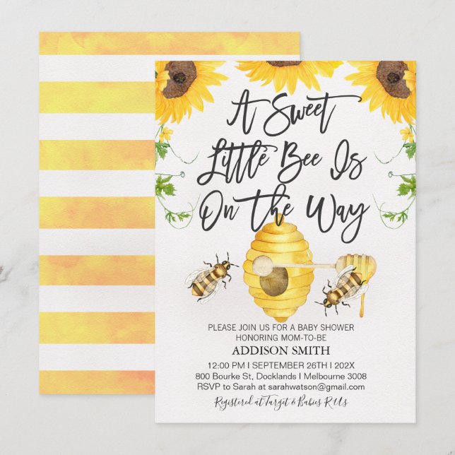 Invitation Baby shower À Thème Neutre Selon Le Gen (Devant / Derrière)