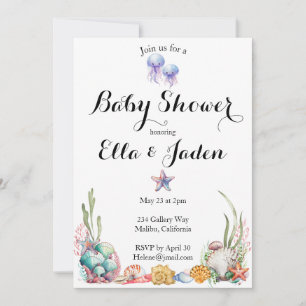 Invitation Baby shower à thème océanique
