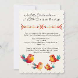 Invitation Baby shower À Thème Oiseau Mignonne Aquarelle