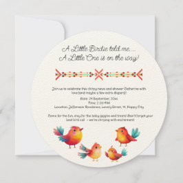 Invitation Baby shower À Thème Oiseau Mignonne Aquarelle