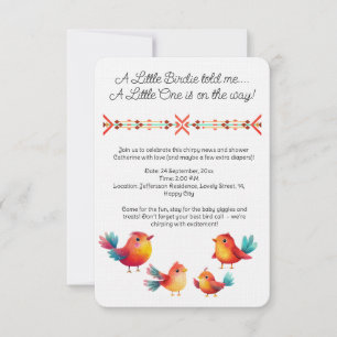 Invitation Baby shower À Thème Oiseau Mignonne Aquarelle