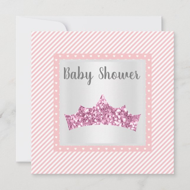 Invitation Baby shower à thème Pink Stripe Princess (Devant)