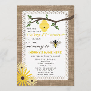 Invitation Baby shower à thème pour les abeilles de miel insp