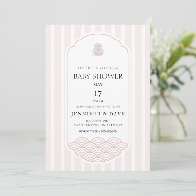 Invitation Baby shower à thème rose moderne (Debout devant)
