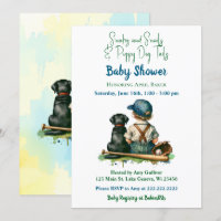 Baby shower à thème vintage bébé, chien et basebal