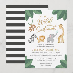 Invitation Baby shower à thème Wild with Excitative Jungle