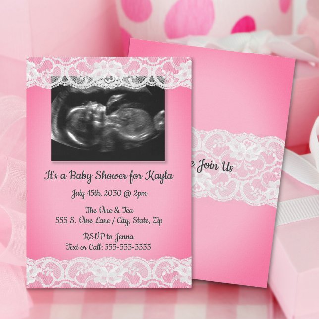 Invitation Baby shower à ultrasons et dentelle (Créateur téléchargé)