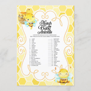 Invitation Baby shower Abeille Correspondre Le Jeu Bébé Anima