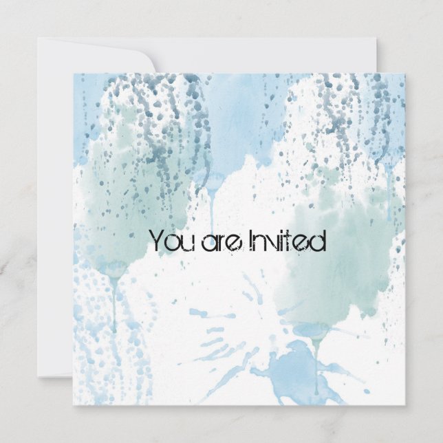Invitation Baby shower Abstrait à aquarelle bleu (Devant)