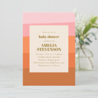 Baby Shower Abstrait Bandes Rose Orange Bohème
