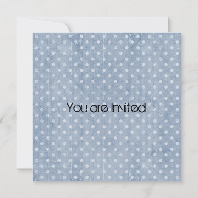 Invitation Baby shower Abstrait bleu Polka (Devant)