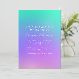 Invitation Baby-Shower Abstrait Dégradé Violet Vert Vibrant