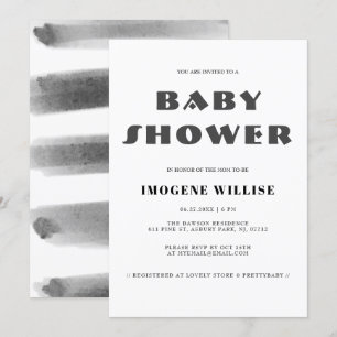 Invitation Baby shower Abstrait noir et blanc simple