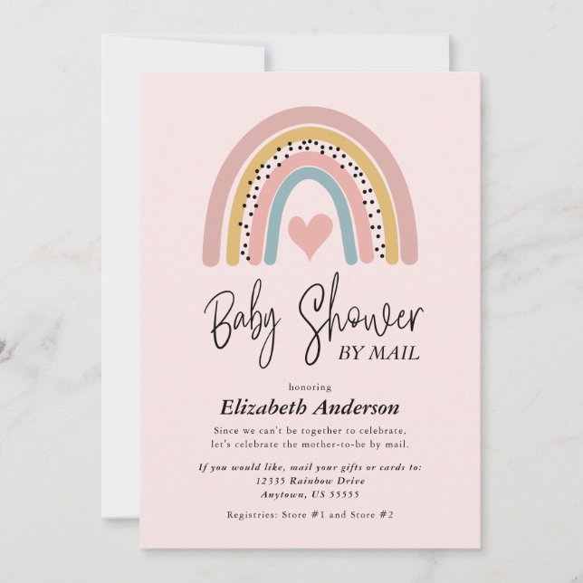 Invitation Baby shower Abstrait Rainbow Girl par courrier (Devant)