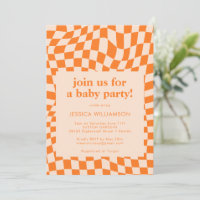 Baby shower Abstrait Retro Orange