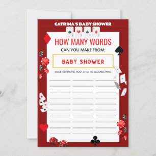 Invitation Baby shower Ace Casino - Nom modifiable, 5x7