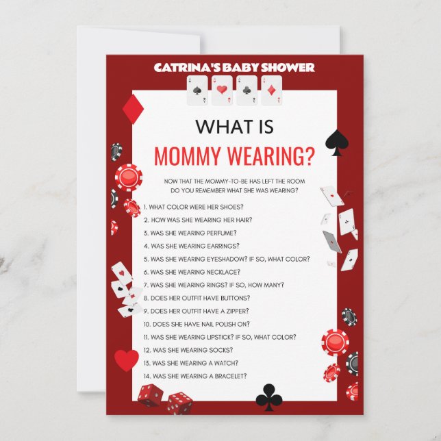 Invitation Baby shower Ace Casino - Nom modifiable, 5x7 (Devant)
