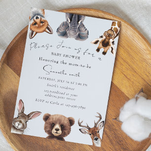 Invitation Baby shower adorable d'animaux de bois