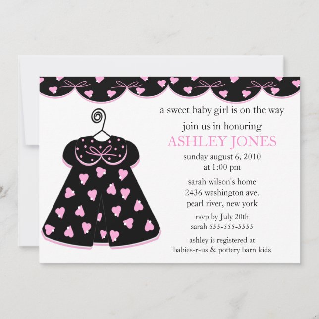 Invitation Baby shower adorable de robe de bébé (Devant)
