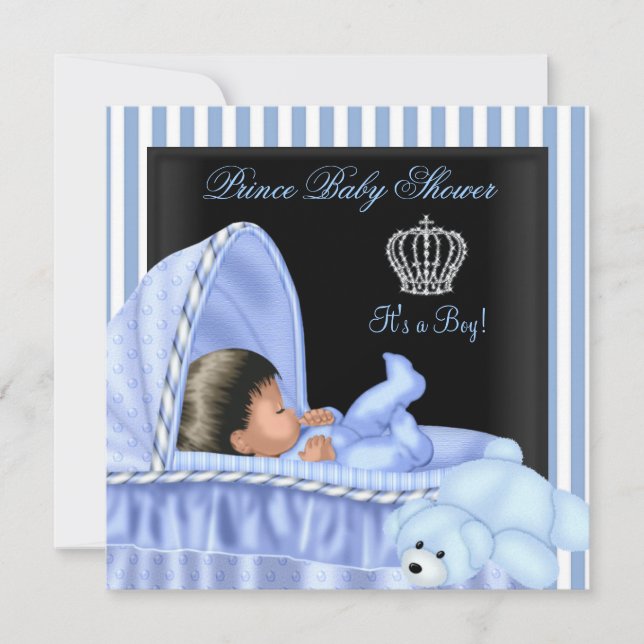 Invitation Baby shower Africain-Américain Boy Bassinette (Devant)