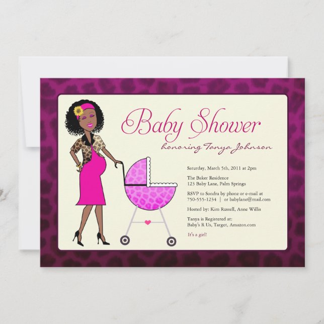 Invitation Baby shower africain américain élégant (Devant)