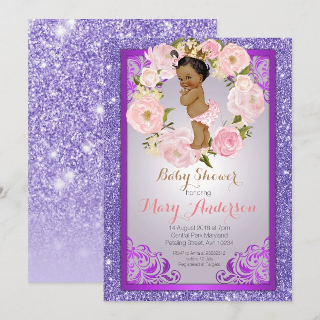 Invitation Baby shower afro-américain (Devant / Derrière)