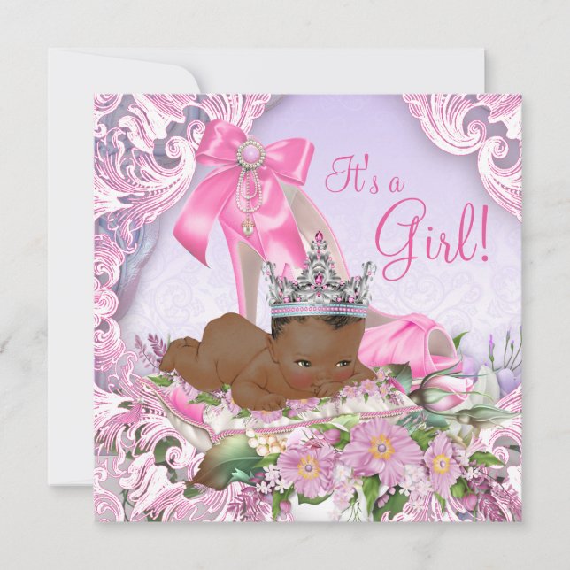 Invitation Baby shower afro-américain de princesse (Devant)