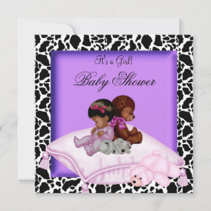 Invitation Baby shower afro-américain fille violette