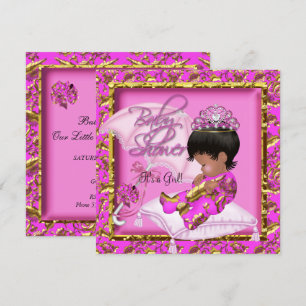 Invitation Baby shower afro-américain mignon Or rose