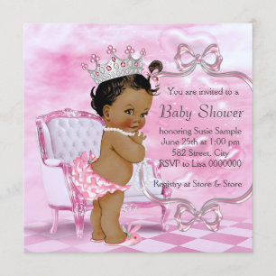 Invitation Baby shower afro-américain rose