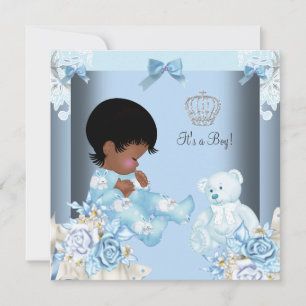 Invitation Baby shower afro-américain Vintage Prince Boy 2
