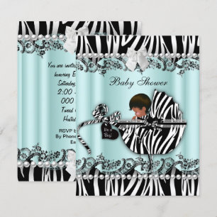 Invitation Baby shower afro-américain Zebra garçon ou fille