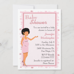 Invitation Baby shower afro-américaine rose