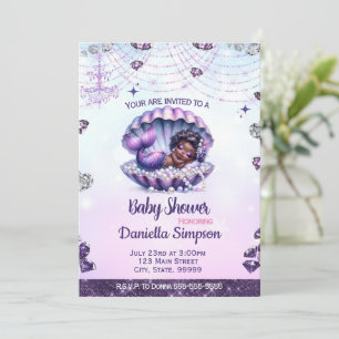 Invitation Baby shower Afro Mermaid