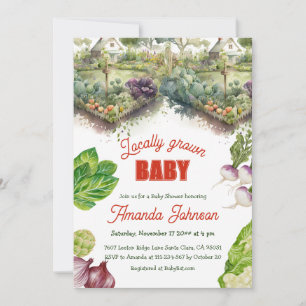Invitation Baby shower Agricole Biologique Cultivé Localement