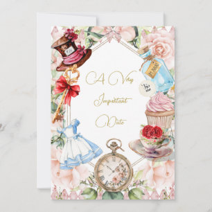Invitation Baby shower Alice Au Pays Des Merveilles Floral Ro