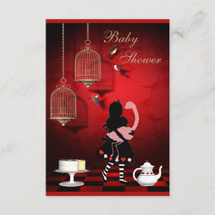 Invitation Baby shower Alice & Flamant rose Birds & Cages