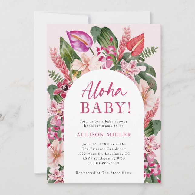 Invitation Baby shower Aloha (Devant)