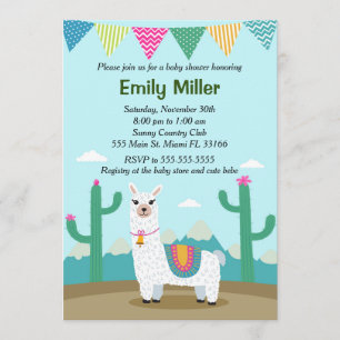 Invitation Baby shower Alpaca Llama