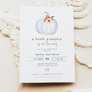 Invitation Baby Shower AMBER Moderne Rustique Petite Citrouil