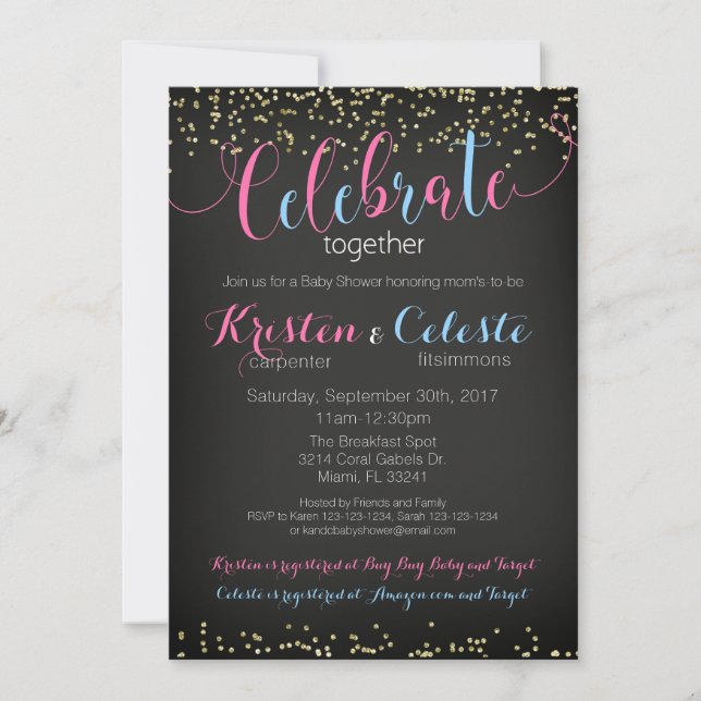 Invitation baby shower, amis conjoints (Devant)