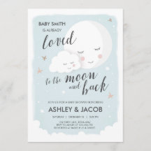 Baby shower amoureux de la Lune et de l'Invitation