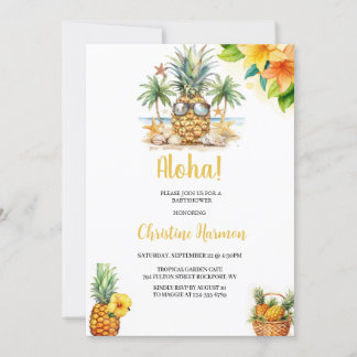 Invitation baby shower ananas sur l'invitation de la plage