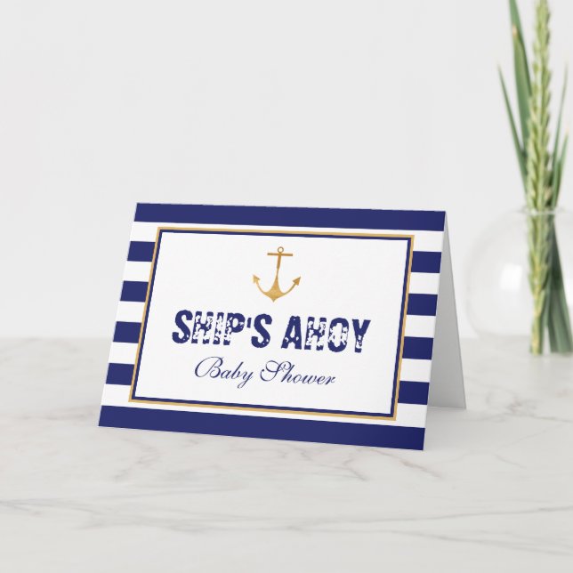 Invitation Baby shower Ancre nautique (Devant)