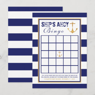 Invitation Baby shower Ancre nautique Bingo
