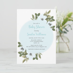 Invitation Baby shower Anémonique frais invitation_Bleu