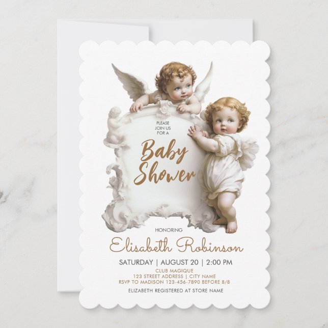 Invitation Baby shower Angels personnalisés (Devant)