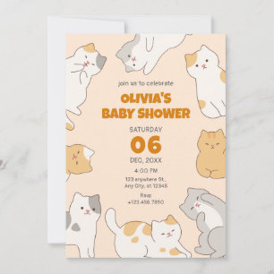 Invitation Baby shower animal de compagnie de chats mignons
