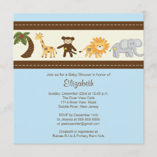 Invitation Baby shower animal de garçon de safari de jungle
